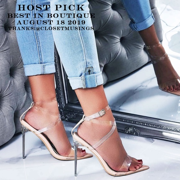 Cape Robbin Pointy Toe Pump With Lucite Clear Stiletto Heel Red Patent 6-11
